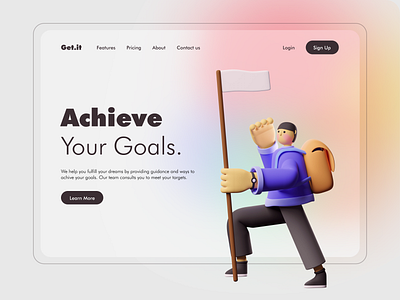 Landing page Ui concept 3d daily ui design goal illustraion landing landing page login minimal sign up todo ui ui design uiux webdesign website