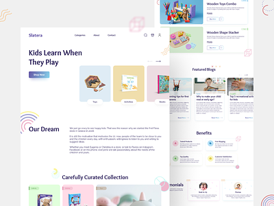 Slatera : Kids E-com platform clean clean ui daily ui design ecom ecommerce kids kids and parents landing page minimal ui ui design uiux ux design web design website