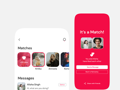 Namastey : Dating Chat & Match anant jain app app design clean ui daily ui dating dating app design interface design match minimal mobile app reel tiktok tinder ui ui design uiux user inferface video app