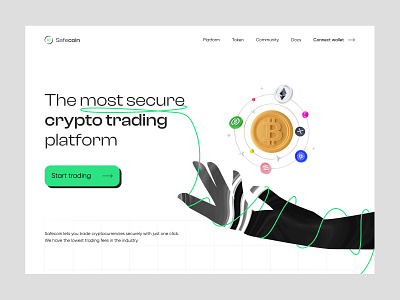 Safecoin - Landing page UI concept bitcoin blockchain branding crypto cryptocurrency dao dapps finance landing page minimal nft ui ui design uiux ux web 3.0 web design web3