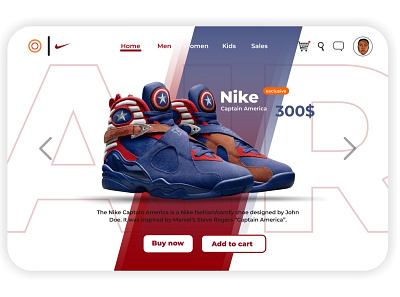 Nike Airmax Captain America animation app design flat minimal ui ux web website