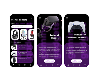 Gaming Gadgets Store app design figma minimal ui ux