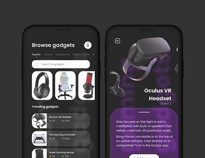 Gaming Gadgets Store App app design gadgets gamers games gaming mobile purchase store ui ux