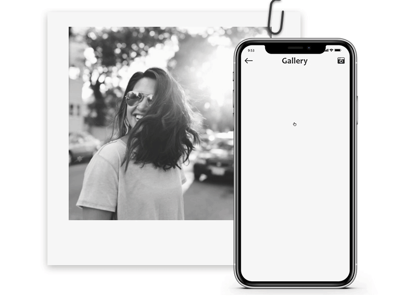 Photo Sharing App animation before after black and white filters image image editing interaction design mobile app photo album photo app picturebook ui ux