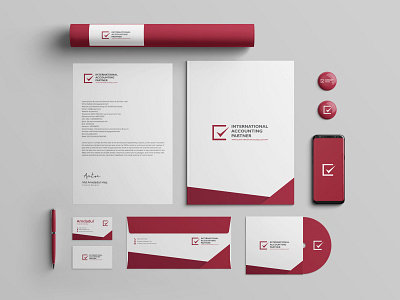 International Accounting Partner brand identity stationery