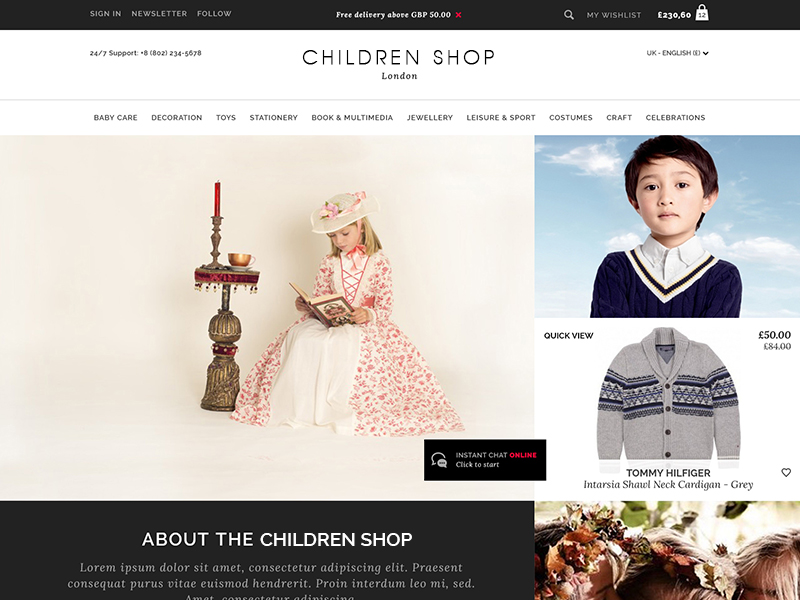 Children High end Fashion Ecommerce, Homepage opt2 children fashion ecommerce form google fonts luxury brands masonry raleway sign in tablet first