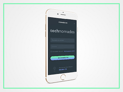 Technomades Welcome screen app app blog digital nomad freelance gradient neon