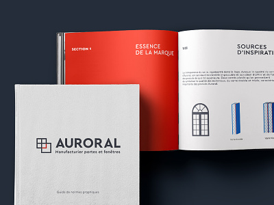 30 pages Brand Guide brand guide door and window geometric lines marine blue minimal pattern rebranding shapes window