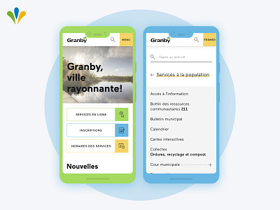 City of Granby - Mobile screens bright colors canada city website mobile ui responsive design