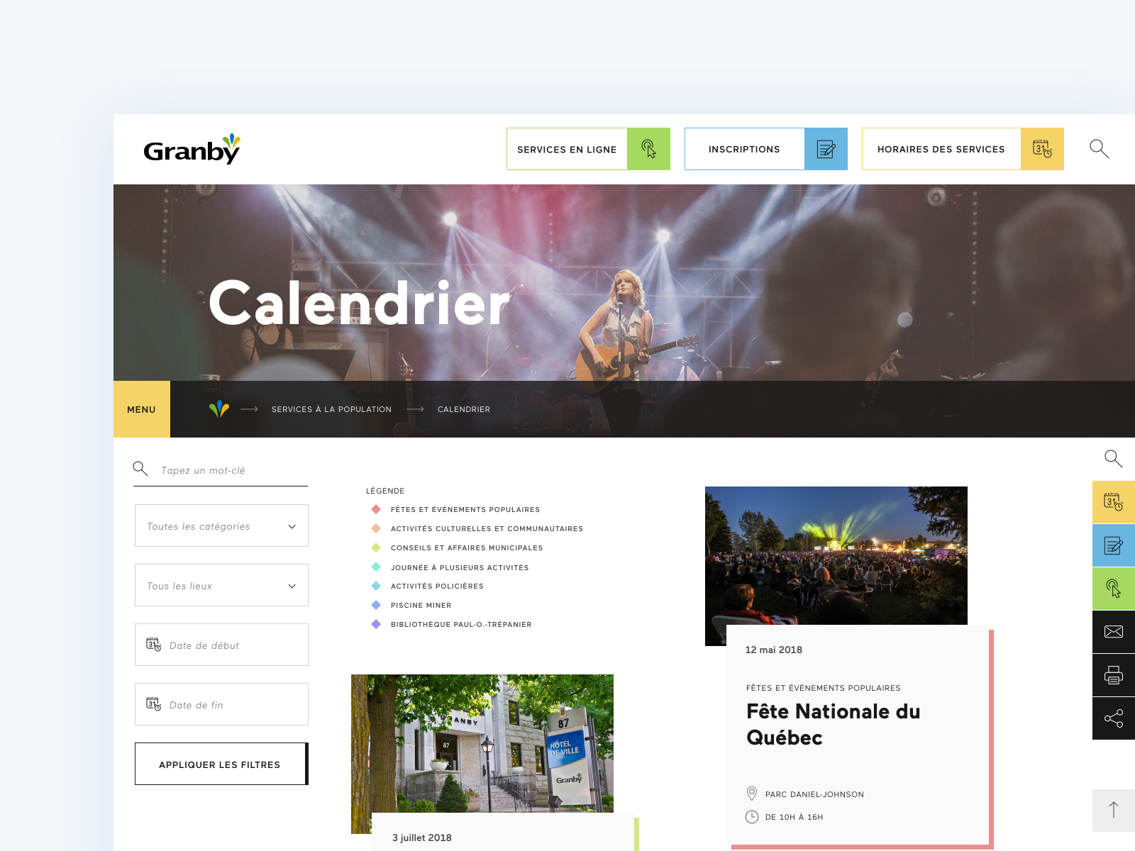 City of Granby Events calendar by Laura Lee Moreau on Dribbble