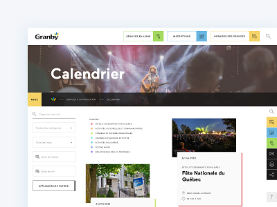 City of Granby - Events calendar bright colors city portal city website mobile ui responsive design ui design