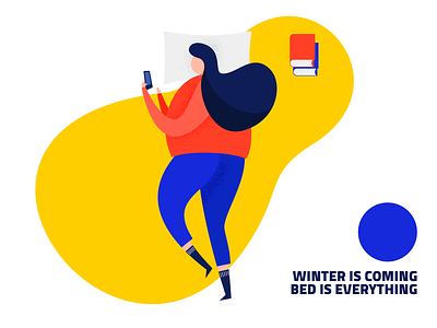 Bed is everything in the winter blue design illustration illustrator orange vector yellow