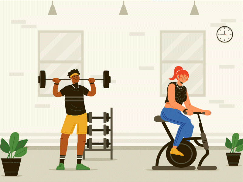 gym time 2d animation 2d character animation animation design animations illustration