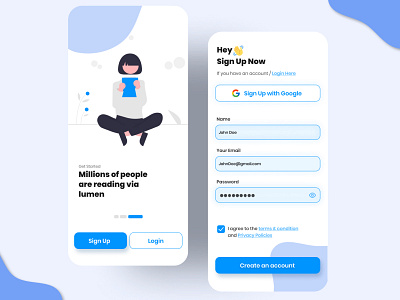 Sign Up Page chracter clean design figma illustration mobile mobile sign up form mobile ui on boarding sign up sign up form ui