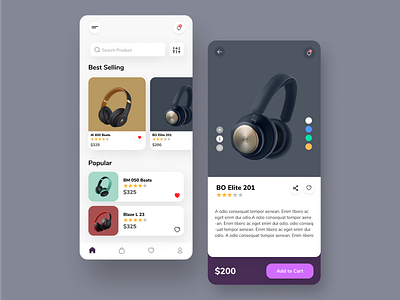 HeadPhone Store App app design clean ui ecommerce headphone headset minimal mobile product page store ui ux