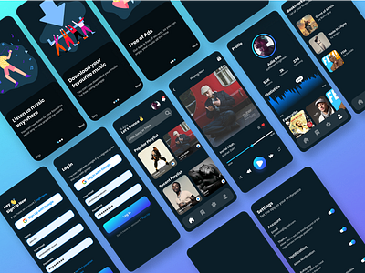 Music App artist clean app concept dark ui design music player playlist podcast song ui uiux