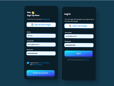 Sign Up & Login Page app design app onboarding clean ui login sign in sign up uiux ux