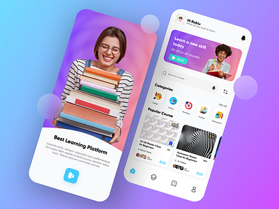 Learning Dribble Shot(2) app design clean ui e learning educational app learning app onboarding online class online education online school ui uiux