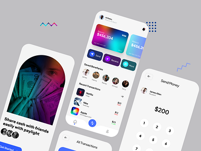 Light Mode app design bank banking clean ui dollars financial light mode mobile app money saving ui design uiux