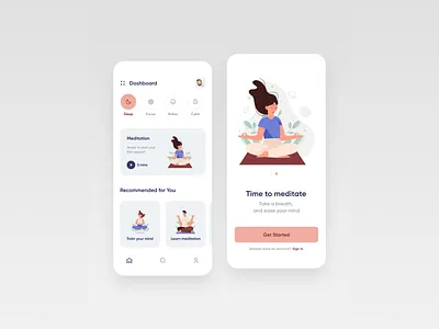 Meditation App anxiety desígn figma focus illustration medidationapp meditation meditationprograms mindfullness minimal mobile mobileapp ui uiux userinterface