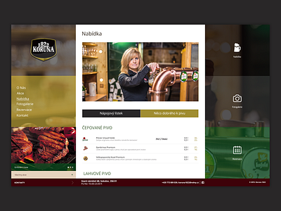 Drink Menu page branding colored gold gray green grid koruna1822 lowcost webdesign website