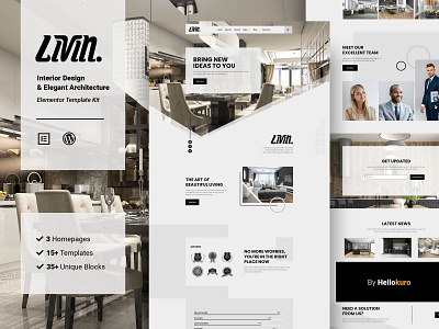 LIVIN - Architecture & Interior Web Elementor Template Kit architecture business clean construction creative design elementor furniture home decoration homepage interior landing page modern portfolio real estate residential ui web web templates website