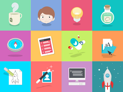 Work (on) agency bbs colors flat icon illustration vector work