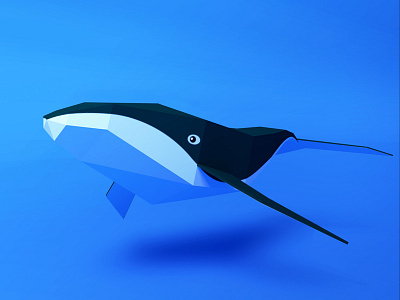 Whale 3d blue lowpoly render sea whale