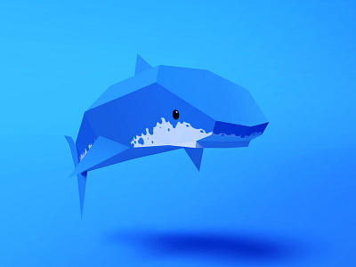 Shark blue lowpoly ocean sea shark
