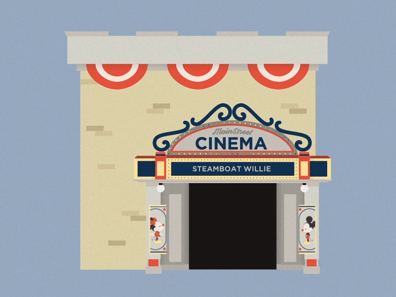 Attraction 1: Main Street Cinema ae animation character cinema disney disneyanimatededventures disneyland gif movie theater skipping steamboat willy