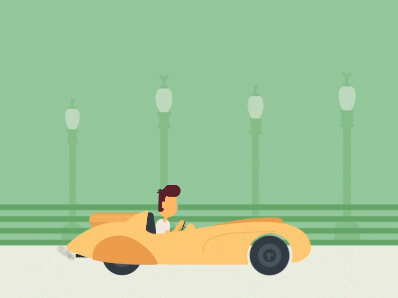 Ride 10: Autopia 2d aftereffects animation car disney disneyanimatedadventures flat minimal retro vector