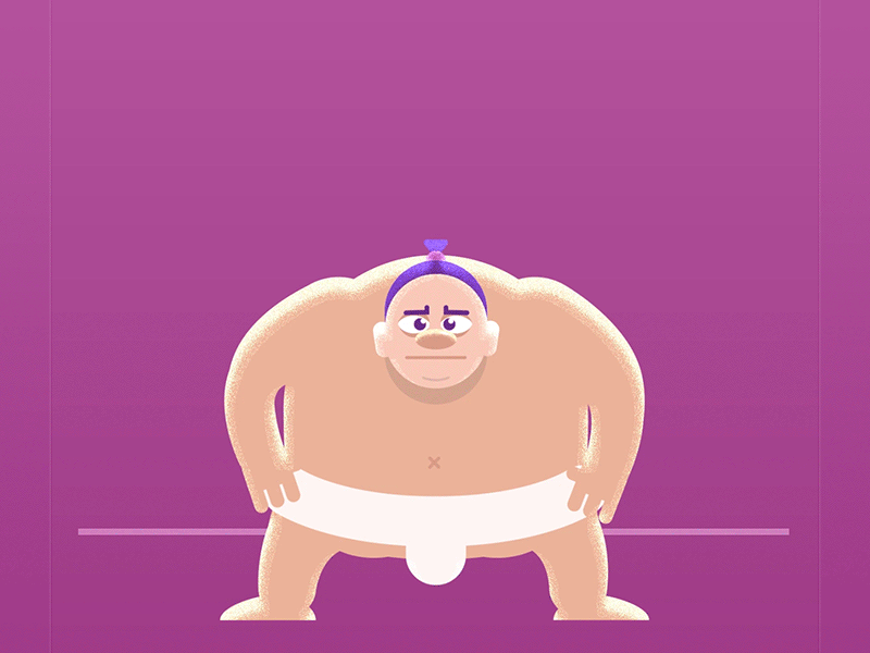 Sumo Stomp 2d ae animation belly bounce character fat flat gif japan stomp sumo sumowrestler vector