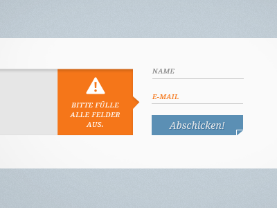 Error: Fill in your e-mail. blue button comment error orange send text box warning warning sign