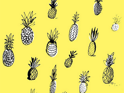 Pineapples! drawing illustration pineapple yellow