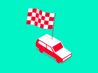 The Way Is The Goal aim car flag goal green illustration isometric red