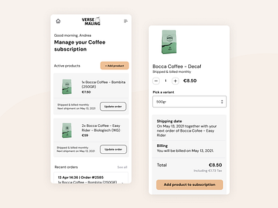 Manage your Coffee Subscription coffee manage mobile paas subscription webapp