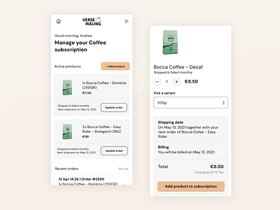 Manage your Coffee Subscription