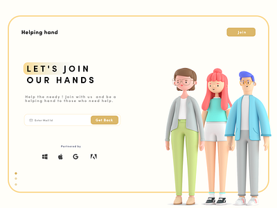 Helping Hand Charity 3d animation charecter design charity design illustration minimal typography ui ux vector