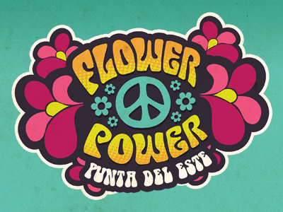 Flower Power Punta del Este 60s flower power illustration logo