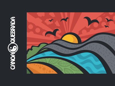 Canoa quebrada illustration packaging sunset vector