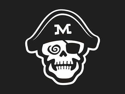 Mad skull illustration logo pirate skull vector