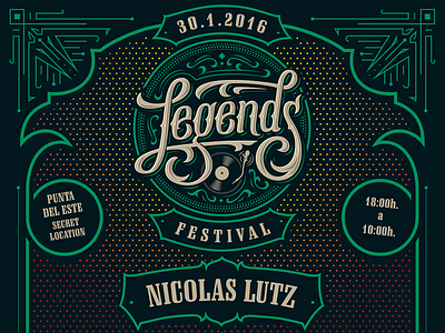 Legends festival Poster top festival frame illustration legends lettering logo music poster techno vector