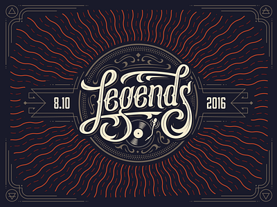 Legends 2016 badge frame illustration legends lettering logo music party techno type typography vector