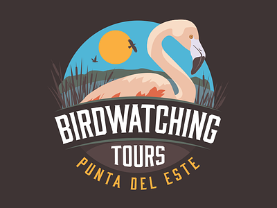 Birdwatching Tours birdwatching illustration logo punta del este tours vector