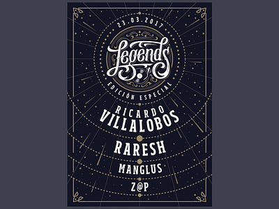 Legends Edición Especial Poster badge festival house legends lettering music poster techno type typography vector