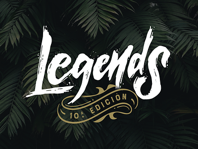 Legends Octubre 2018 brush electronic music fiesta legends lettering logo party plants ribbon techno vector