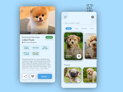 Pet Adoption App app apple branding clean clean design dog fancy interface ios ios app iphonex minimal mobile ui pet pet adoption playful sketch sketchapp ui ux