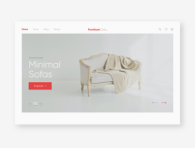 Furniture Web UI design ecommerce furniture illustration minimal store ui ux web website