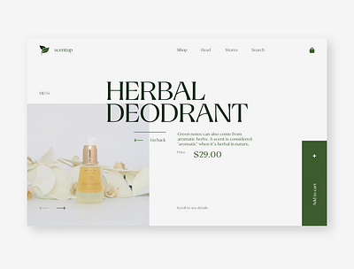 Herbal Perfume Web UI design ecommerce illustration minimal online store ui ux web website