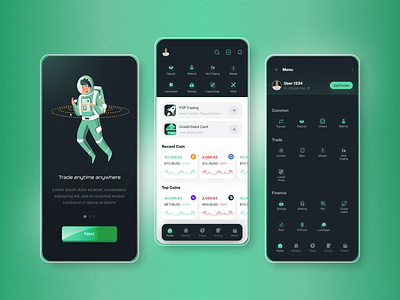 💎 Cryto App Design app crypto design green illustration mob mobile ui ux mobile vector